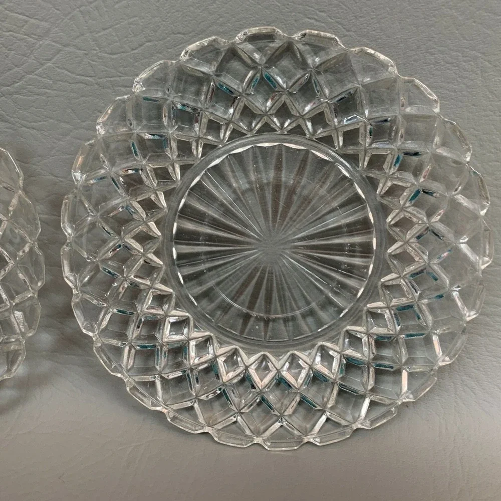 Anchor Hocking Waterford Clear Depression Glass Bread and Butter Plate Waffle 6